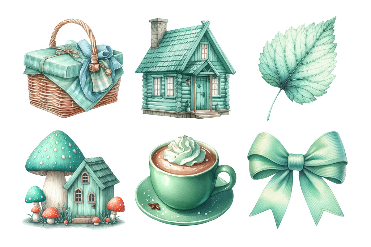 Mint Fresh Green Autumn Clipart, an Illustration by Daily.Designs (Photo 3 of 5)