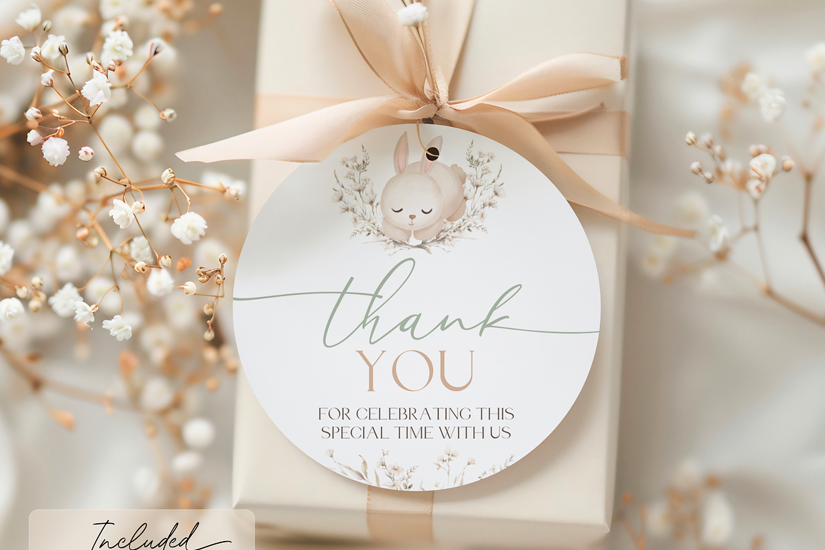 Rabbit 1st Birthday Thank You Tag, an Invitation Template by Digital_Mind (Photo 4 of 7)