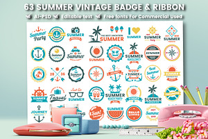 63 SUMMER VINTAGE BADGE & RIBBON