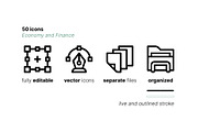 50 Economy and Finance Icons, an Outline Icon by Side Project (Thumbnail 3 of 7)