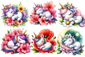 Cute Sleeping Baby Unicorn Clipart