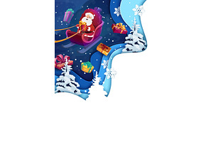 Christmas paper cut poster, a Decorative Illustration by Vector Tradition