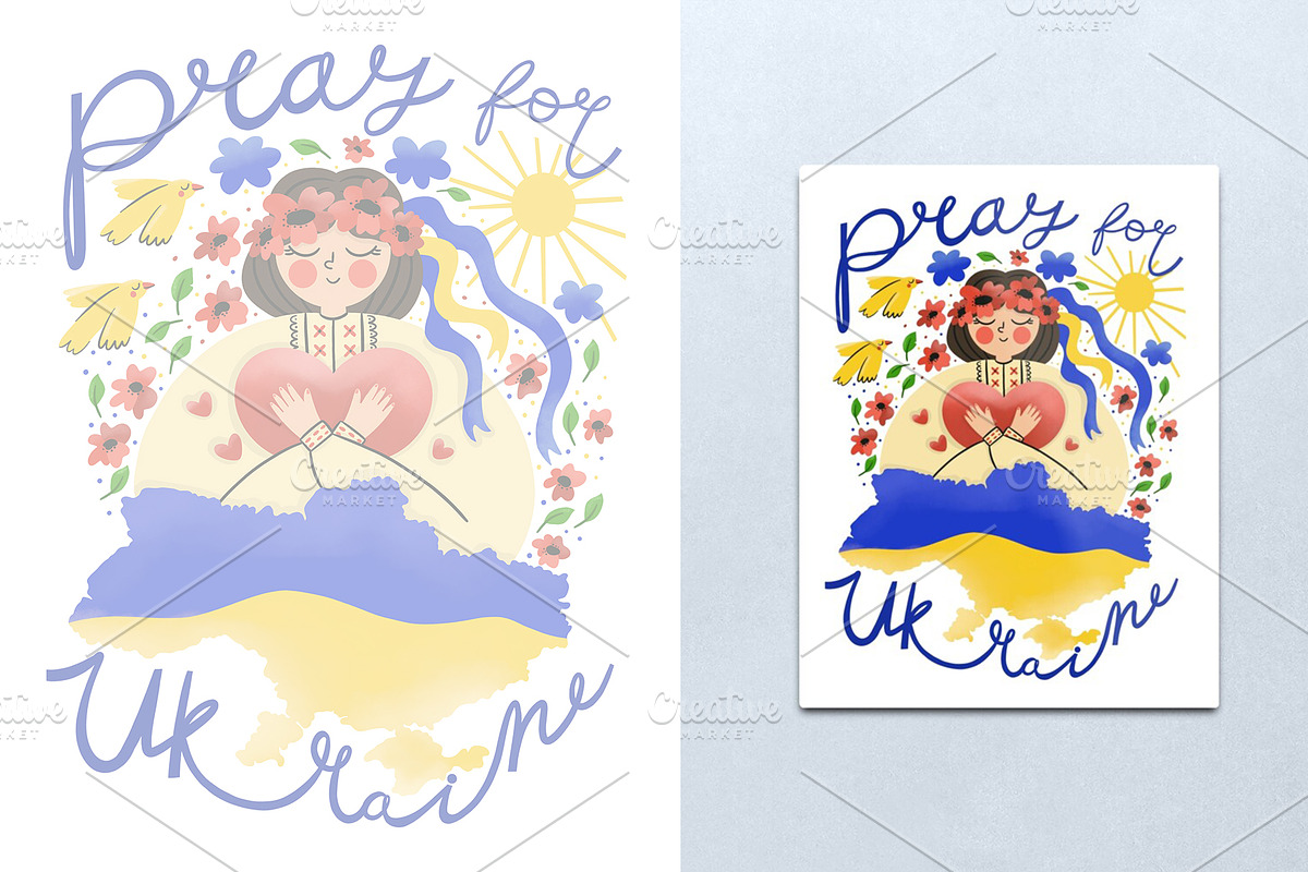 Pray for Ukraine, a Person Illustration by Solart (Photo 1 of 3)