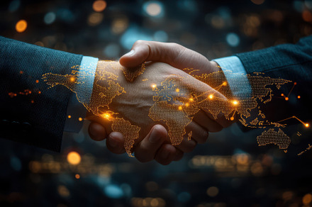 Global Partnership Handshake World M, a Background Photo by Pixeness