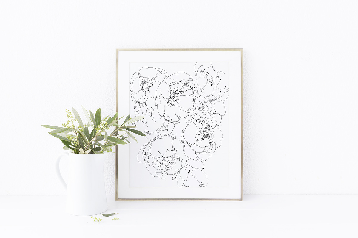 8 peony flowers thank you card, a Card Template by TurquoiseDesign (Photo 2 of 4)