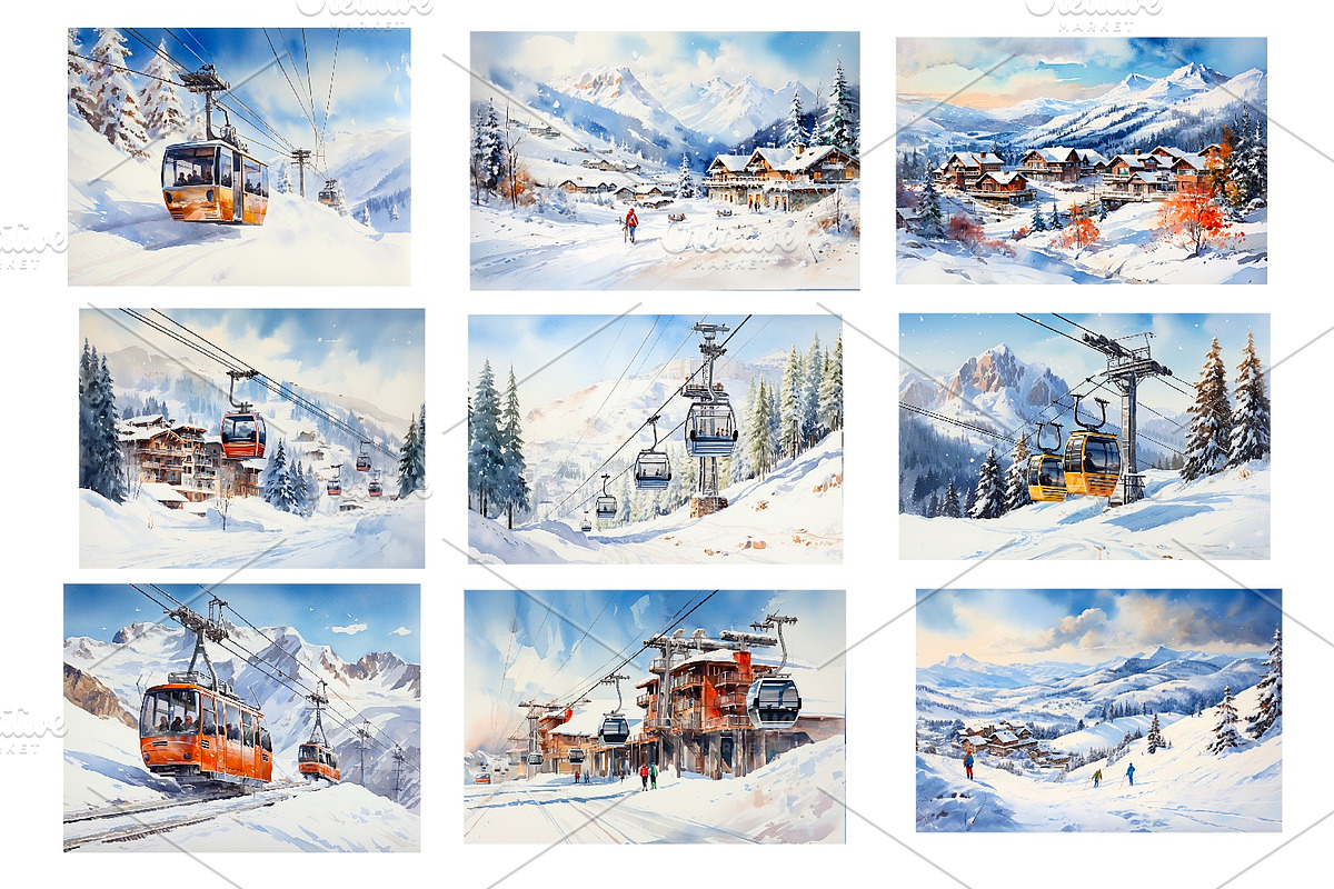 Winter mountain landscape, a Seasonal Illustration by AkvarelRiver (Photo 5 of 6)