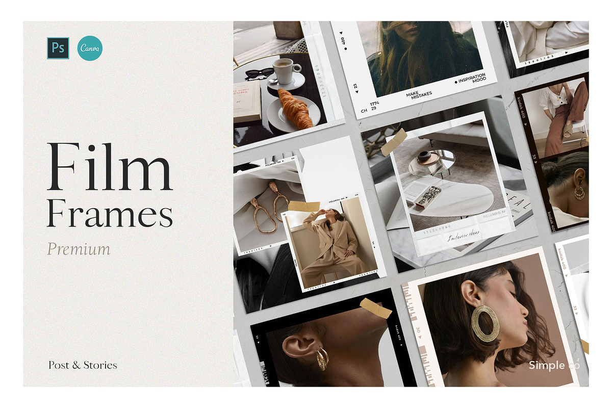 CANVA & PS / Film Frames premium, a Social Media Template by Simple có (Photo 1 of 10)