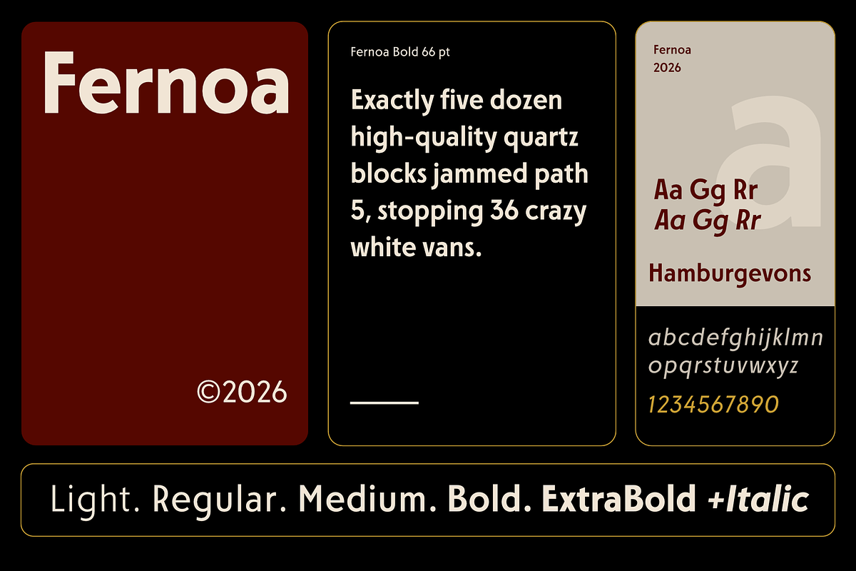 FERNOA - Dramatic Sans Serif Family, a Sans Serif Font by Nasir Udin (Photo 1 of 14)