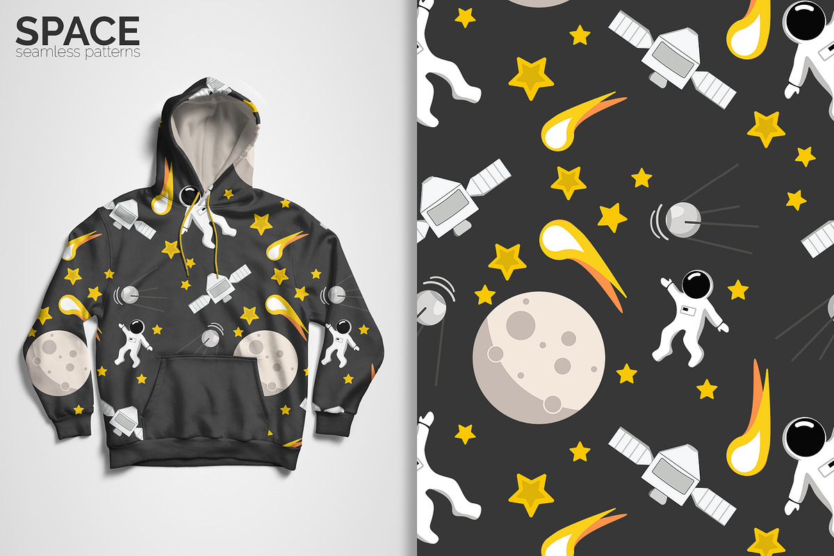 Space Seamless Patterns, a Pattern Graphic by 3Y_Design (Photo 4 of 5)
