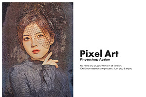 Pixel Art Photoshop Action, an Action Add-On by DesignCave