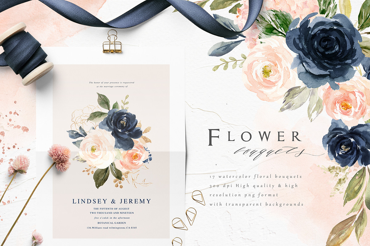 Blush & Navy-Watercolor Graphic Set, a Decorative Illustration by Graphic Box (Photo 2 of 10)