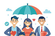 Happy diverse family under umbrella, a Person Illustration by SouravDesign (Thumbnail 2 of 3)