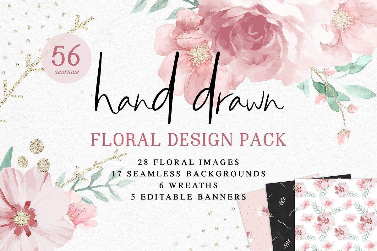 Hand Drawn Floral Graphics Pack, a Decorative Illustration by With Love Ethel (Photo 1 of 6)