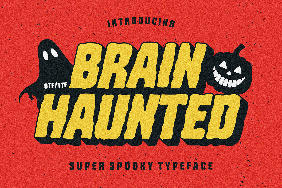 Brain Haunted Horror Font, a Sans Serif Font by 24Design Studios (Photo 1 of 8)