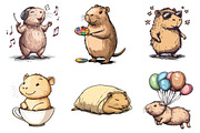 Watercolor Capybara Clipart, an Illustration by Watercolor design (Thumbnail 2 of 4)