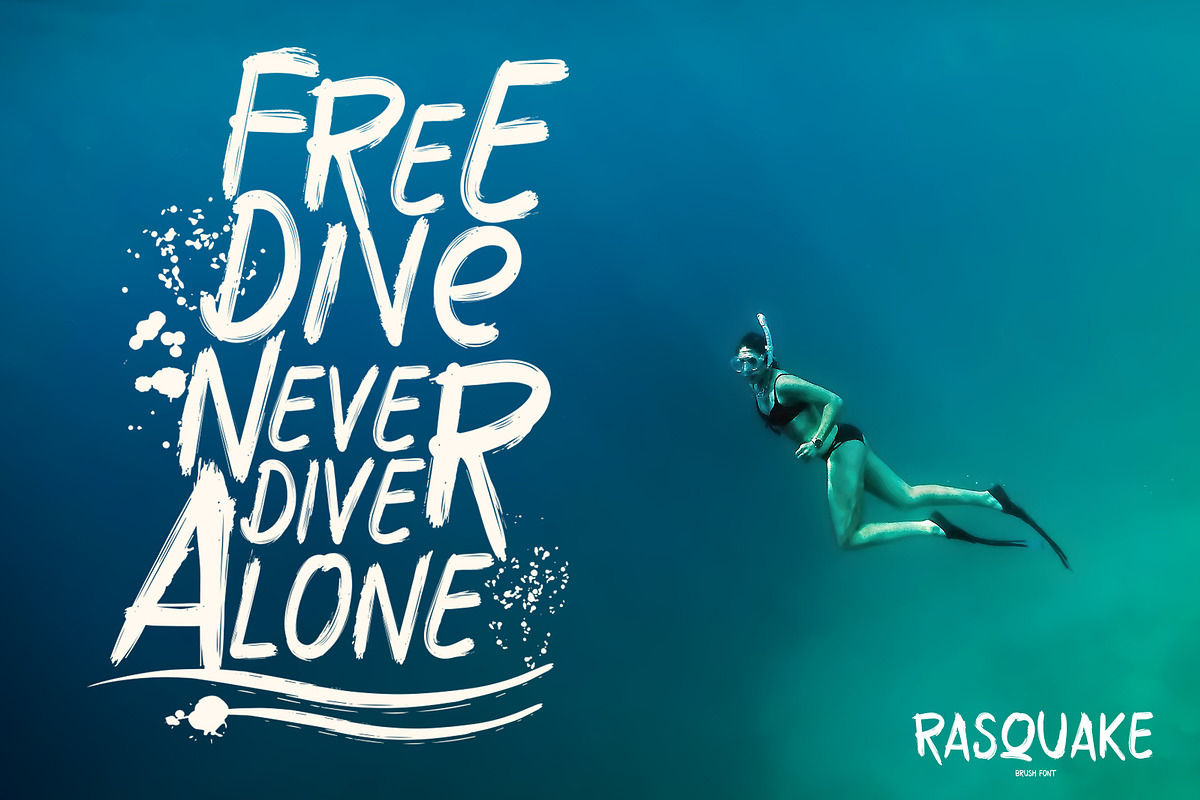 RASQUAKE brush font + EXTRA swashes preview 7