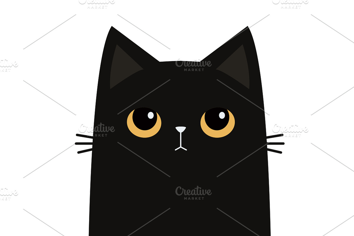 Cute funny cat. Yellow eyes. Vector, an Animal Illustration by Worldofvector (Photo 1 of 2)