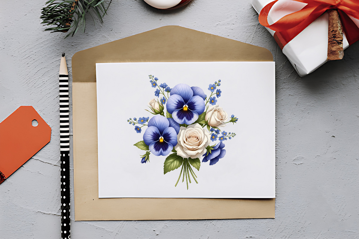 Blue Pansy Wedding Flower Clipart, an Illustration by RobertsArt (Photo 3 of 7)