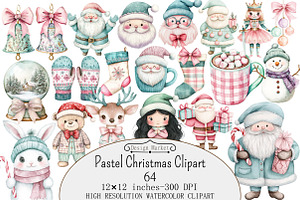 Pastel Christmas Clipart, a Seasonal Illustration by Design Market