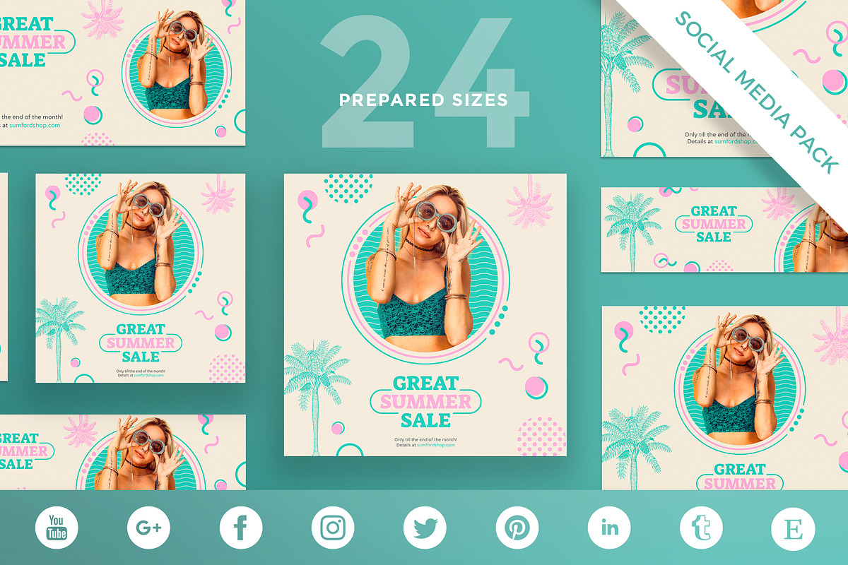 Social Media Pack|Great Summer Sale, a Social Media Template by Amber Graphics (Photo 1 of 3)