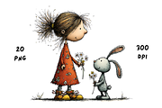 Whimsical Floral Girl and Bunny, an Animal Illustration by GiraffeCreative (Thumbnail 20 of 20)