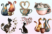 Cat Silhouette Love Coffee Clipart., a Graphic by CitraGraphics (Thumbnail 3 of 4)