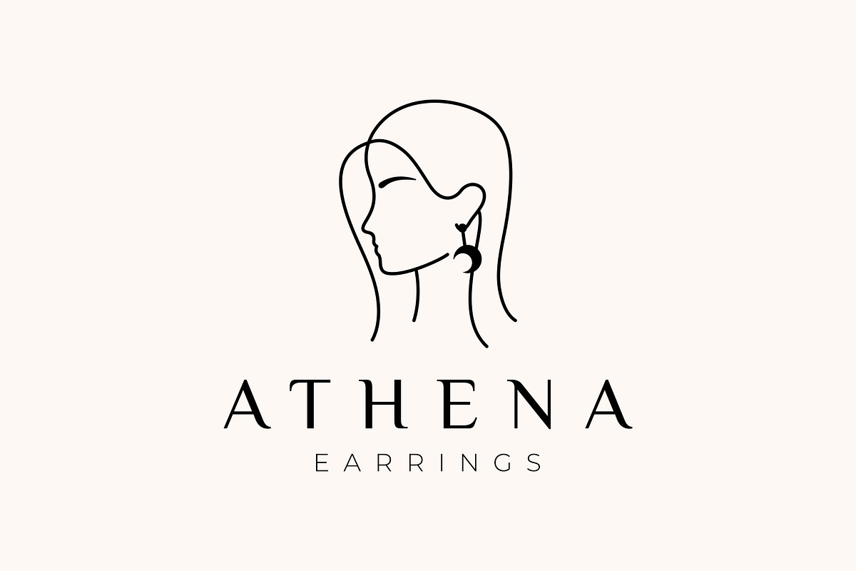 Woman Face Earrings Line Art Logo, a Branding & Logo Template by ika trisiana (Photo 1 of 2)