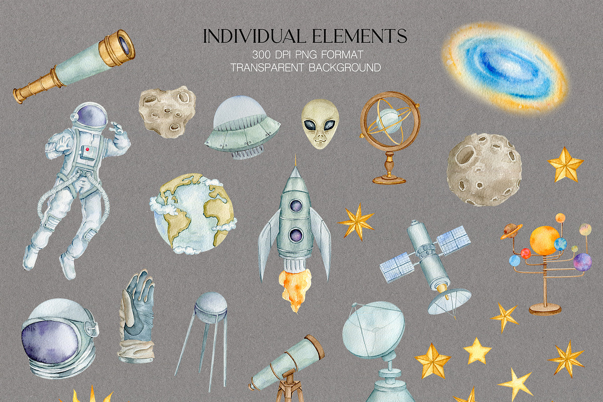 Astronomy watercolor collection, an Illustration by CrystalinaShop (Photo 2 of 10)
