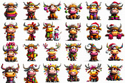 Grumpy Christmas Highland Cow Clipar, an Illustration by Libby Wishes (Thumbnail 3 of 7)