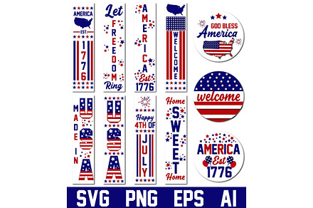 Patriotic Porch Sign SVG Bundle