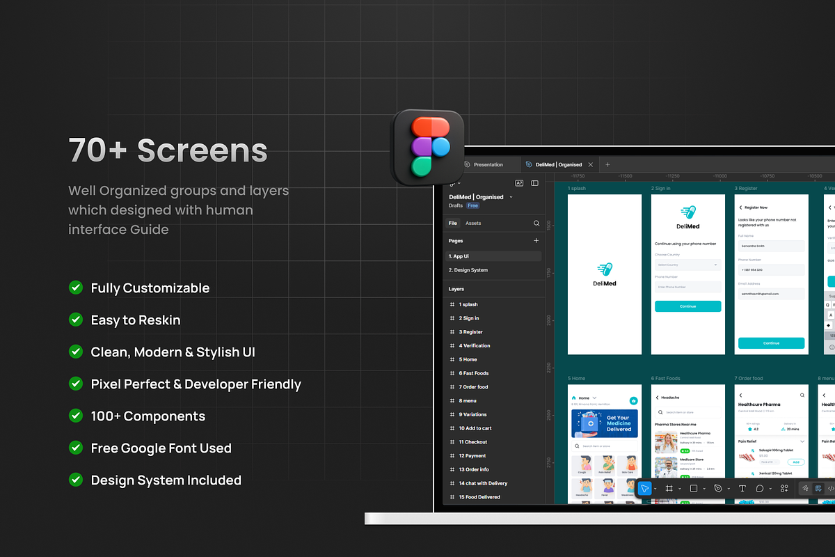 Medicine Ordering App | DeliMed, an UI Kit Template by Opus LabWorks (Photo 4 of 11)