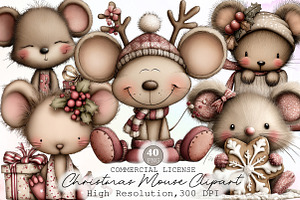 Christmas Mouse Clipart, an Illustration by Sublimation Artist