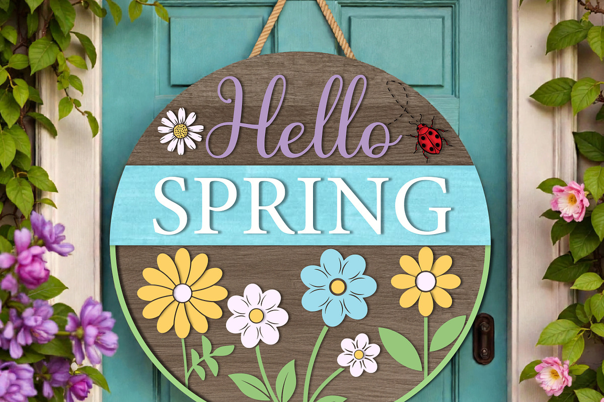 Hello Spring Round Sign SVG, a Graphic by OK Design (Photo 2 of 3)