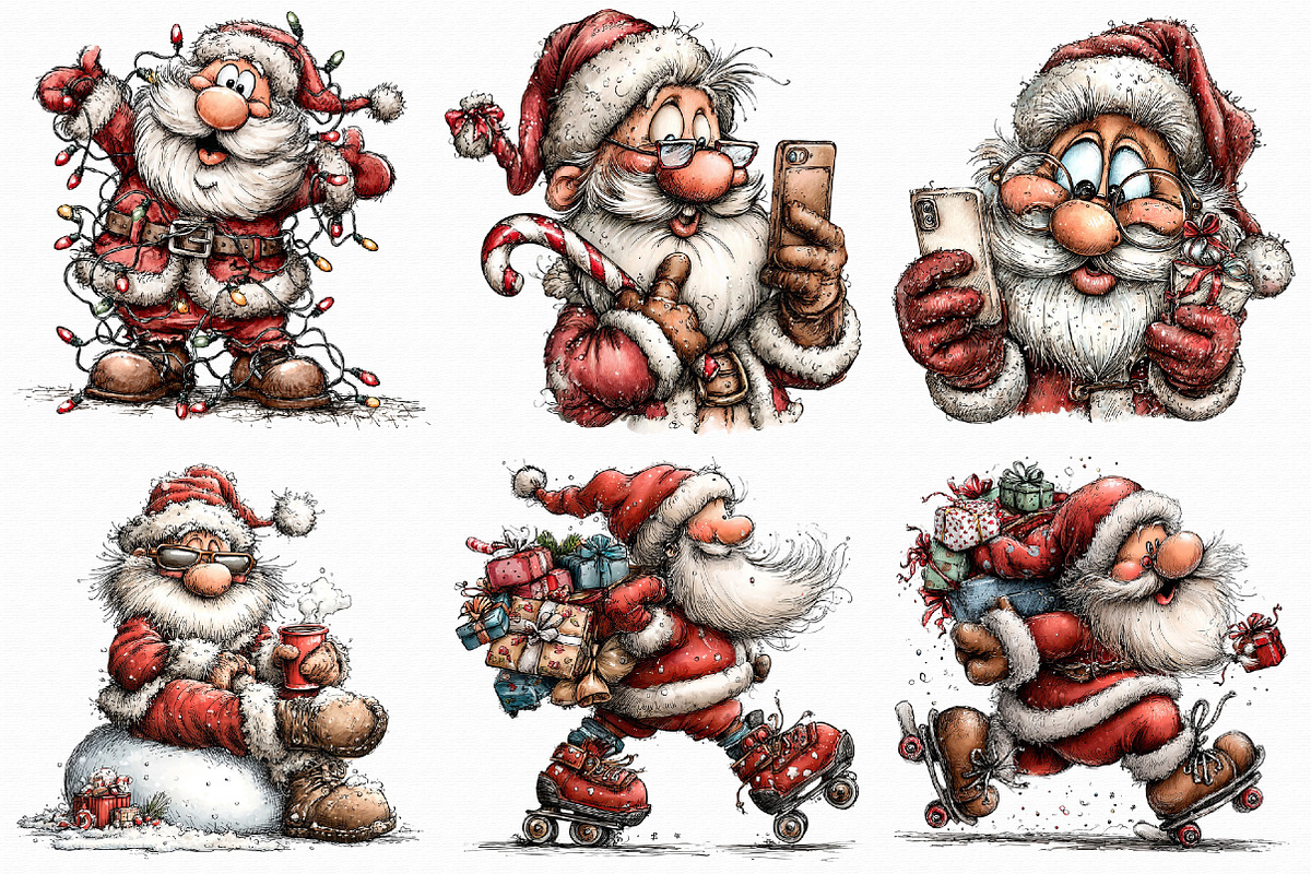 Funny Christmas Santa Clipart, an Illustration by Libby Wishes (Photo 8 of 9)