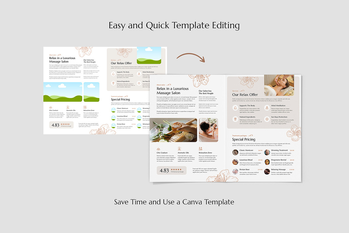 Spa Salon Brochure Bifold Canva, a Brochure Template by artbart (Photo 8 of 8)