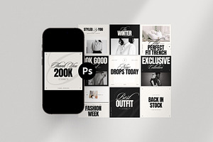 ONYX: Bold Fashion Instagram Pack, a Social Media Template by Lunaria