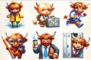 Back To School Highland Cow Clipart, a Seasonal Illustration by Rose Art (Thumbnail 3 of 4)