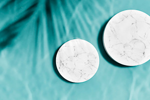 Marble podium in swimming pool water, a Background Photo by hitdelight