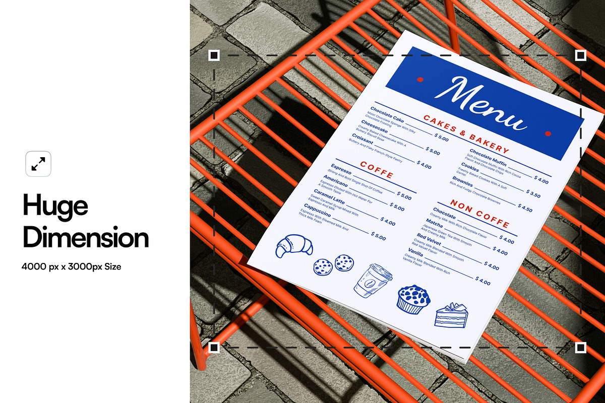 Menu On Chair Mockup, an Advertising Mockup by SLAB! Design (Photo 2 of 5)