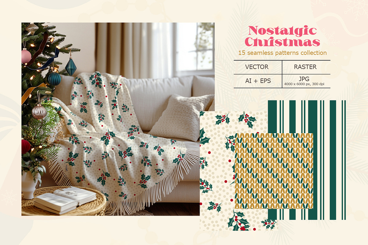 Retro Christmas Seamless Patterns, a Pattern Graphic by Svetlana Lerie (Photo 6 of 9)