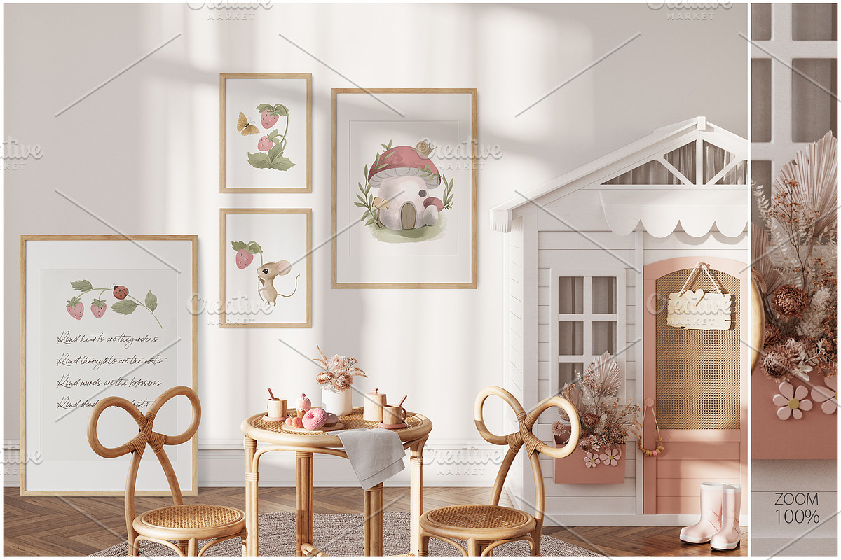 Kids Wall & Frame Mockup Bundle 7, a Print Template by Yuri-U (Photo 12 of 22)