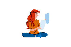 Smiling woman reading documents, a Finance Illustration by pikepicture