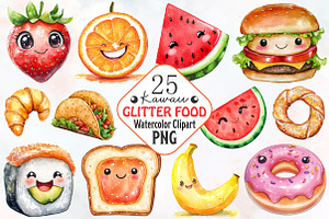 Kawaii Glitter Food Clipart, an Illustration by RobertsArt