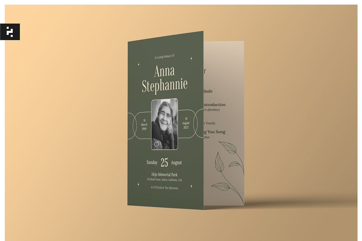 Vintage Minimal Funeral Program, a Brochure Template by Neermana (Photo 1 of 4)