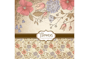 Flower Designs papers vintage style