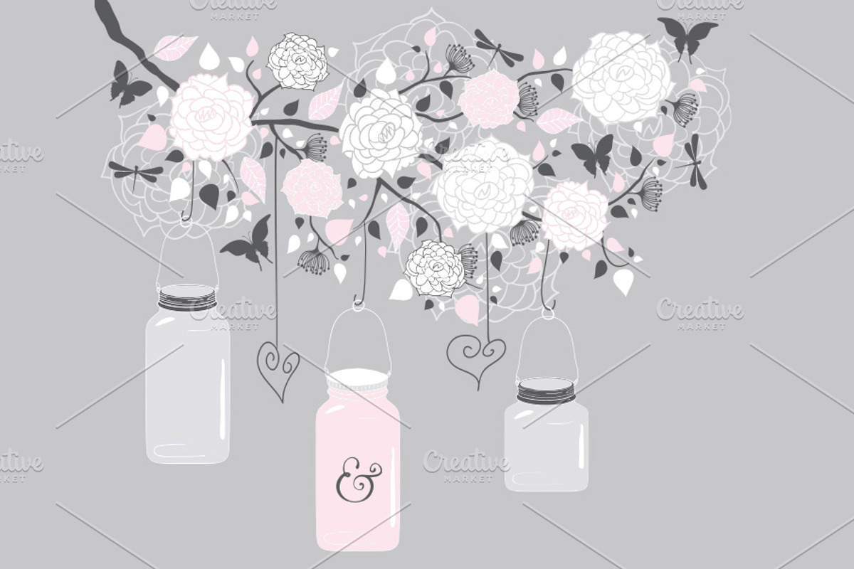Mason Jars hanging from a branch, a Graphic by BouncyBulldog (Photo 2 of 3)