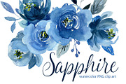 Watercolor indigo blue flowers roses, a Graphic by GraphicsDish (Thumbnail 1 of 3)