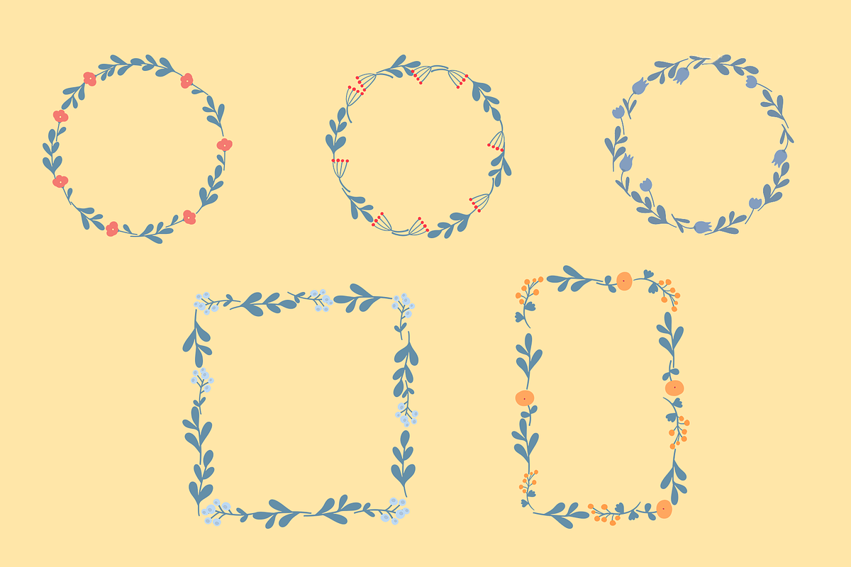 Simple flowers patterns and frames, a Pattern Graphic by Daria Balaeva (Photo 3 of 9)
