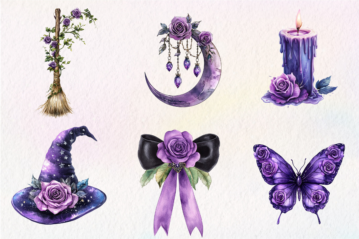 Halloween & Purple Roses Clipart, an Illustration by CreationArt (Photo 8 of 9)