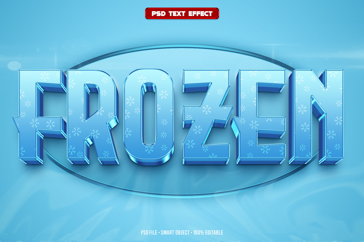 Frozen 3D editable text effect, a Layer Style Add-On by Hello Muh
